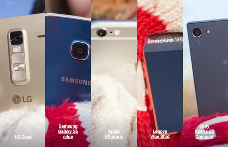 iPhone 6 против Galaxy S6 edge, Xperia Z5 Compact и Lenovo Vibe Shot